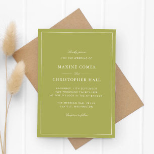 Elegant Olive Green Script Wedding Invitation