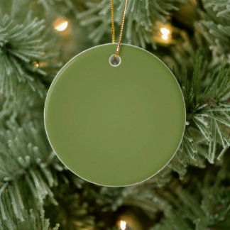 Elegant Olive Green Solid Christmas Ceramic Ornament