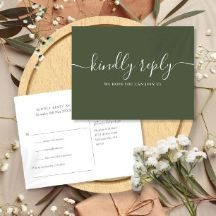 Elegant Olive Green Song Request RSVP Postcard