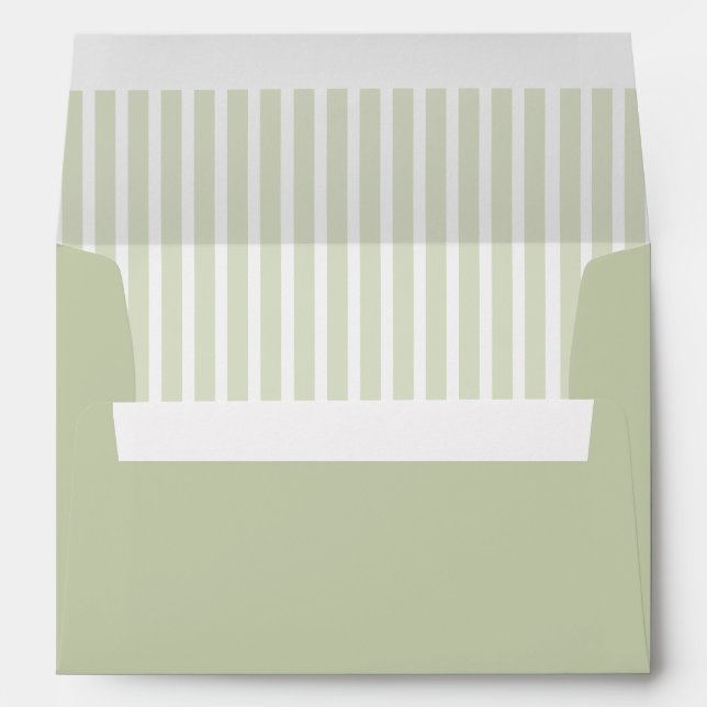 Elegant Olive Green Stripes Envelope (Back (Bottom))