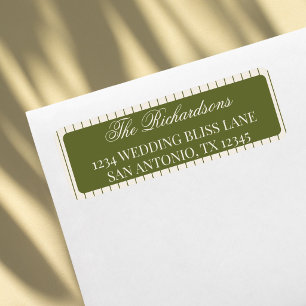 Elegant Olive Green Stripes Wedding Return Address Label