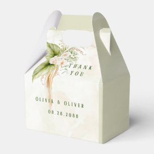 Elegant Olive Green Tropical Floral Wedding Favour Box