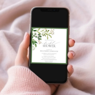 Elegant Olive Green Watercolor Bridal Shower Invitation