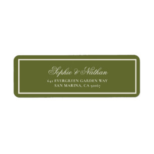 Elegant Olive Green Wedding Return Address Label