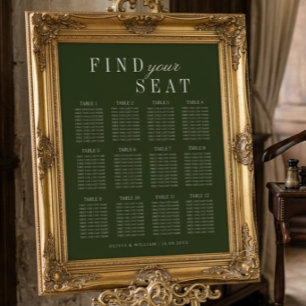Elegant Olive Green Wedding Seating Chart