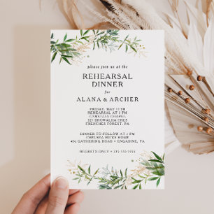 Elegant Olive Greenery Rehearsal Dinner Invitation