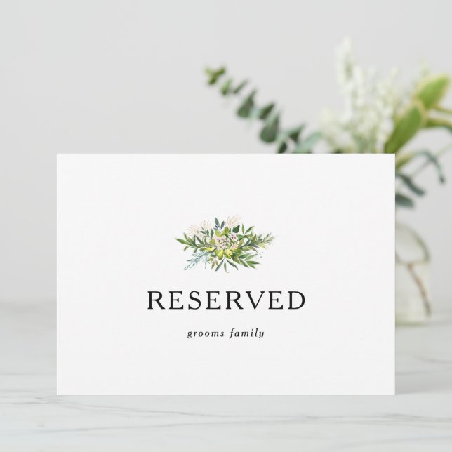 Elegant Olive Greenery Reserved Sign (Standing Front)