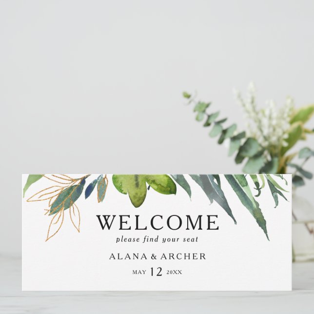 Elegant Olive Greenery Seating Chart Header (Standing Front)