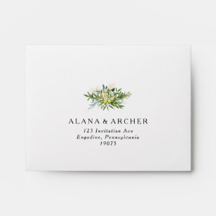 Elegant Olive Greenery Self Addressed RSVP Envelope