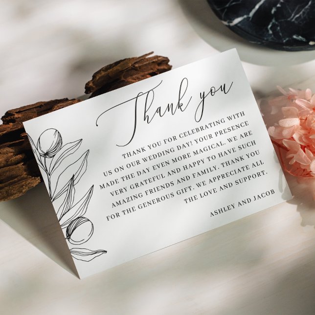 Elegant Olive Italian Wedding | Mediterranean Thank You Card (Creator Uploaded)
