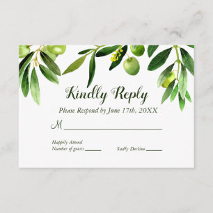 Elegant Olive Leaf Boho Garden RSVP Invitation