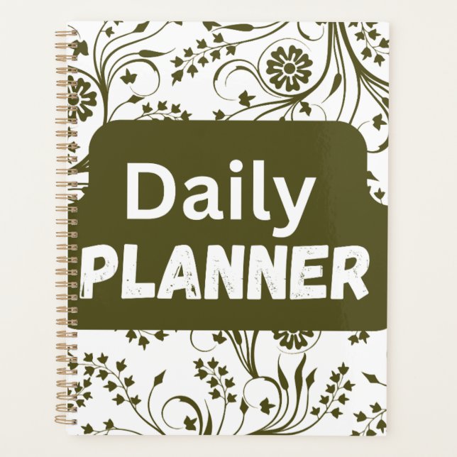 Elegant Olive Leaf Daily Organiser (Front)