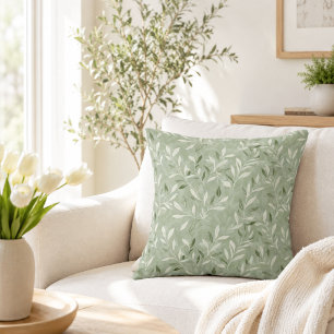 Elegant Olive Leaves Pattern Cushion