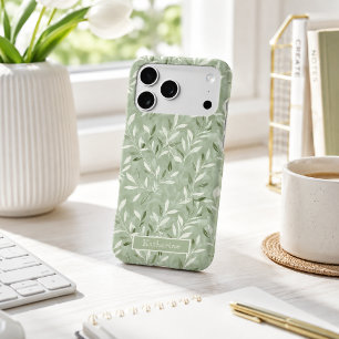 Elegant Olive Leaves Pattern Custom Name