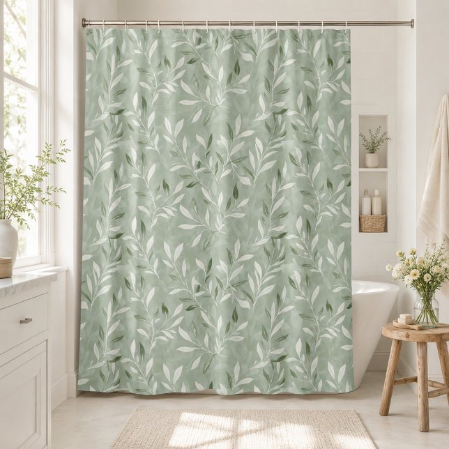 Elegant Olive Leaves Pattern Shower Curtain (Creator Uploaded)