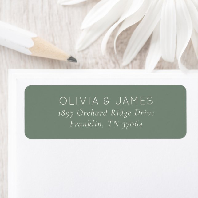 Elegant Olive Minimalist Return Address Label (Insitu)