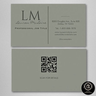 Elegant Olive Taupe QR Code Business Card