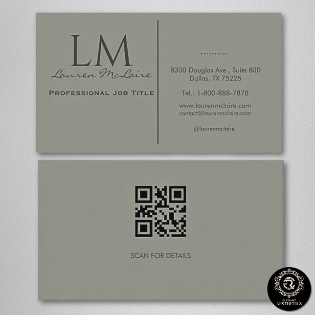 Elegant Olive Taupe QR Code Business Card (Creator Uploaded)