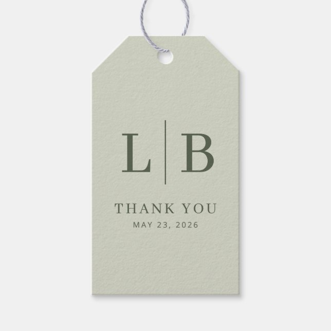 Elegant Olive Thank You Tag (Front)