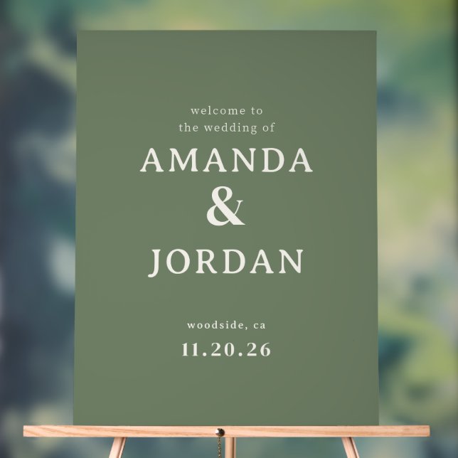 Elegant Olive Typographic Wedding Sign (Neutral)
