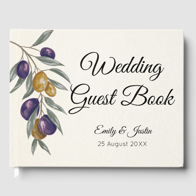 Elegant Olive Wedding Customisable Guest Book (Front)