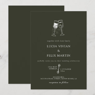 Elegant Olive wood Green Wedding Invitation