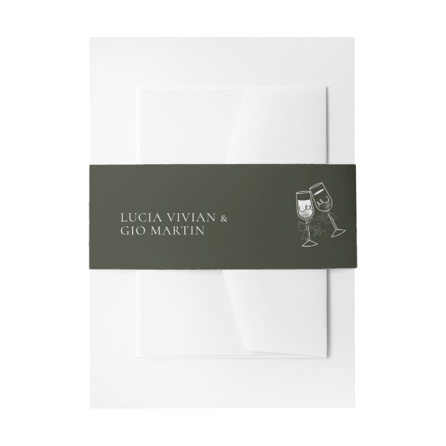 Elegant Olive wood Green Wedding Invitation Belly Band (Front Example)