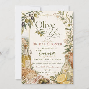 Elegant Olive You Bridal Shower Invitation