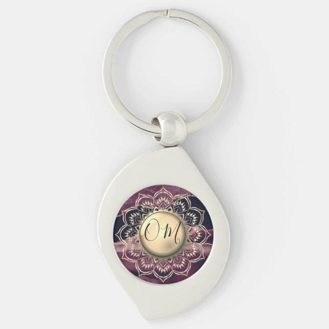 Elegant OM Mandala Marble      Key Ring (Front)