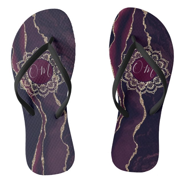 Elegant OM Mandala on Agate Thongs (Footbed)