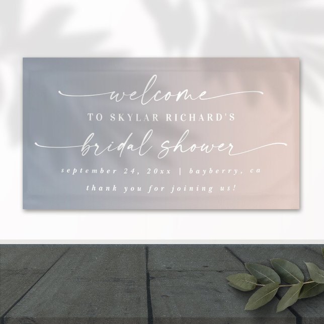 Elegant Ombre Blue & Pink Bridal Shower Welcome Banner (Creator Uploaded)
