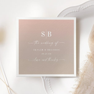 Elegant Ombre Blush & Beige Monogrammed Wedding Napkin