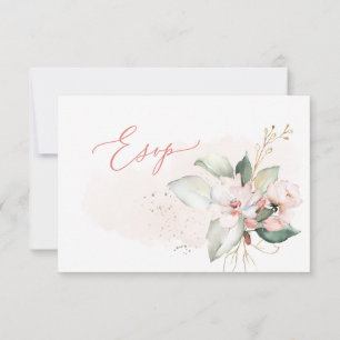 Elegant Ombre Blush Pink Blue Roses, Meal RSVP Invitation