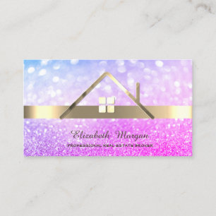 Elegant Ombre Bokeh Real Estate Broker House Roof  Business Card
