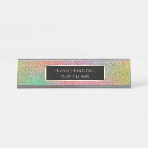 Elegant Ombre Colourful Glitter Frame Desk Name Plate
