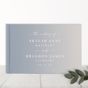 Elegant Ombre Dusty Blue & Off-White Wedding Guest Book