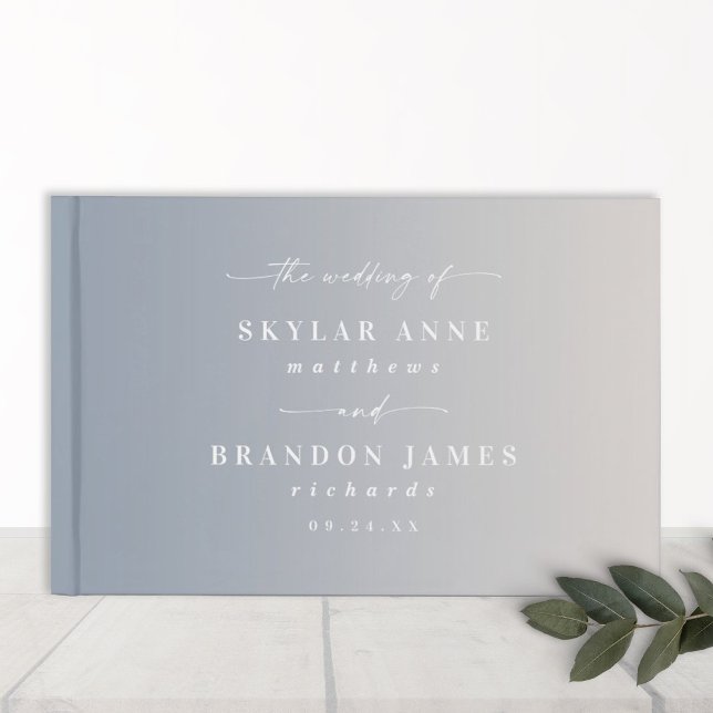 Elegant Ombre Dusty Blue & Off-White Wedding Guest Book (Creator Uploaded)