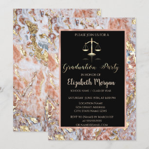 Elegant Ombre Marble Law School Graduation Party Invitation