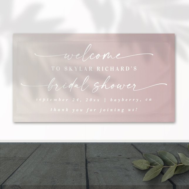 Elegant Ombre Mauve & Ivory Bridal Shower Welcome Banner (Creator Uploaded)