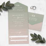 Elegant Ombre Monogram Green & Blush Pink Wedding All In One Invitation<br><div class="desc">Elegant Ombre Monogram Green & Blush Pink Wedding All in One Invitations. This modern minimal wedding invite design is simple classic and elegant with a soft fading ombre gradient and a pretty signature script calligraphy font with tails. Shown in the new Colorway. This easy to use template and invite allows...</div>