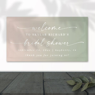 Elegant Ombre Pink & Green Bridal Shower Welcome Banner