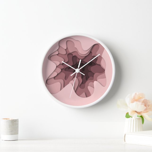 Elegant Ombre Pink Layers Square Wall Clock (Home)