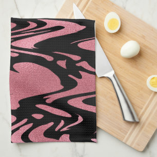 Elegant Ombre Rose Gold Glitter with Monogram Tea Towel