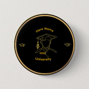 Elegant One Line Art Graduate 6 Cm Round Badge