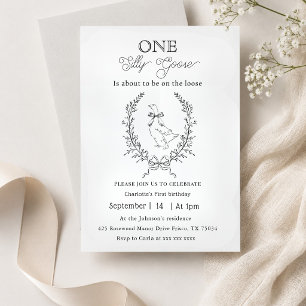 Elegant One silly goose first birthday Invitation