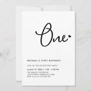 Elegant One-Year Birthday Photo Party Invitation