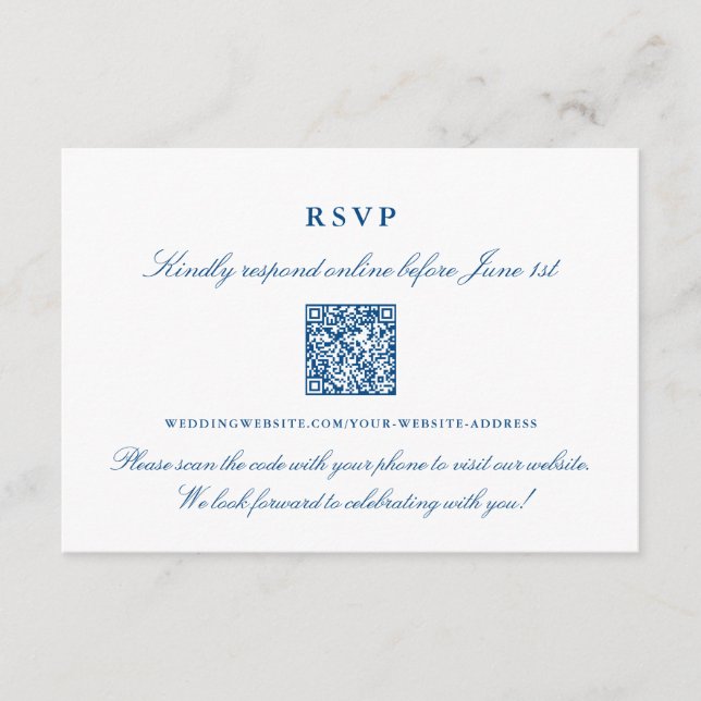 Elegant Online RSVP QR Code - Portland Collection Enclosure Card (Front)