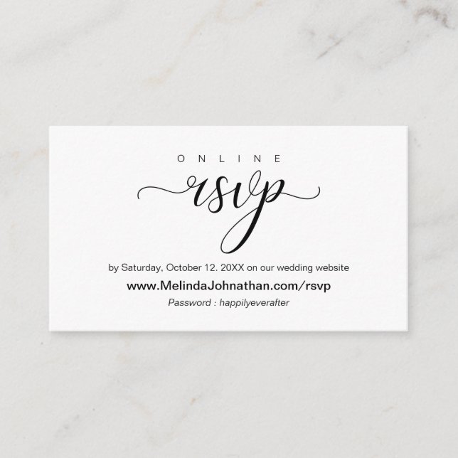 Elegant Online Wedding RSVP respond Enclosure Card (Front)
