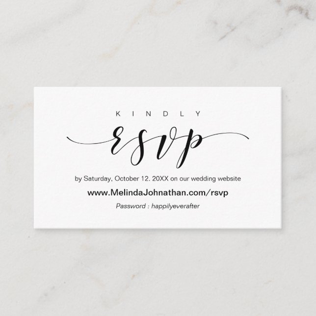 Elegant Online Wedding RSVP respond Enclosure Card (Front)