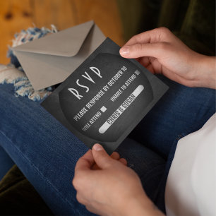 Elegant Onyx Black and White RSVP Ca